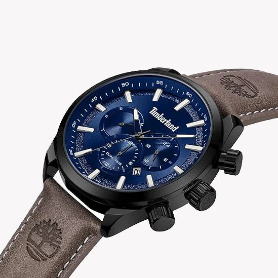 Timberland Men's Black & Brown Leather Watch, Blue Dial | Tdwgc2132502 by i-watch