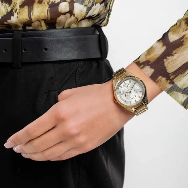 Armani Exchange Men's Gold Stainless Steel Watch, Silver Dial | Ax5657