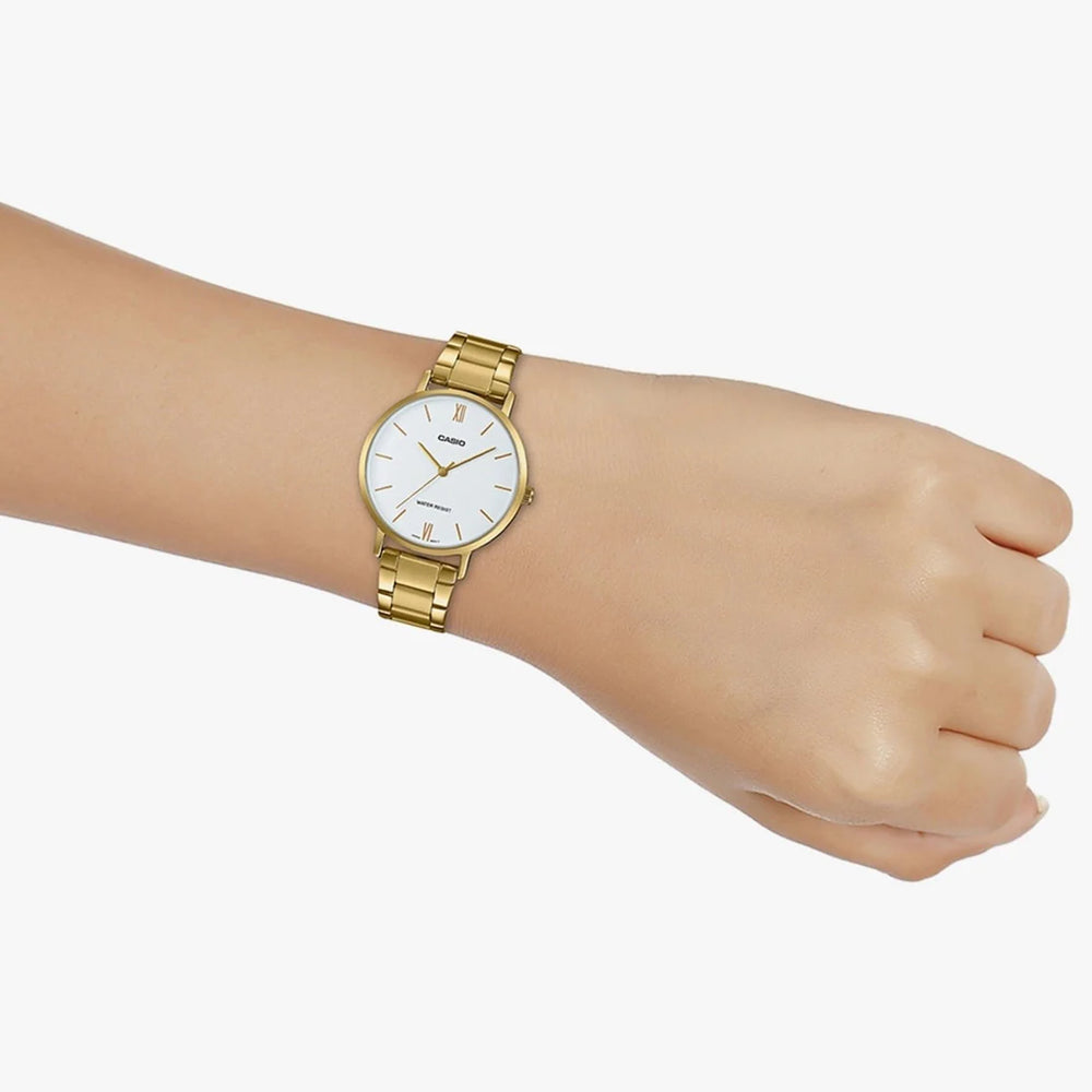 Casio Women's Gold Watch, White Dial | Ltp-Vt01g-7b by i-watch