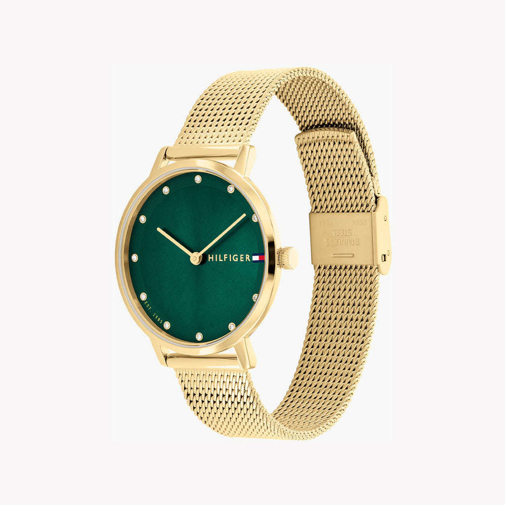 TOMMY HILFIGER 1782668 RADIANT GOLD GLAM - Women's Elegant Timepiece with Green Dial and Luxe Band-i-Watch-2