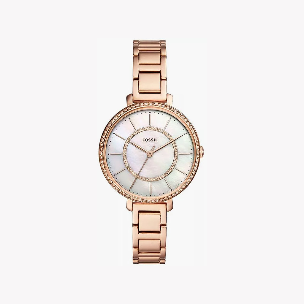 FOSSIL ES4452 ELEGANT ROSE GOLD - TIMELESS CHARM WOMEN'S WATCH with White Dial & Bracelet Band