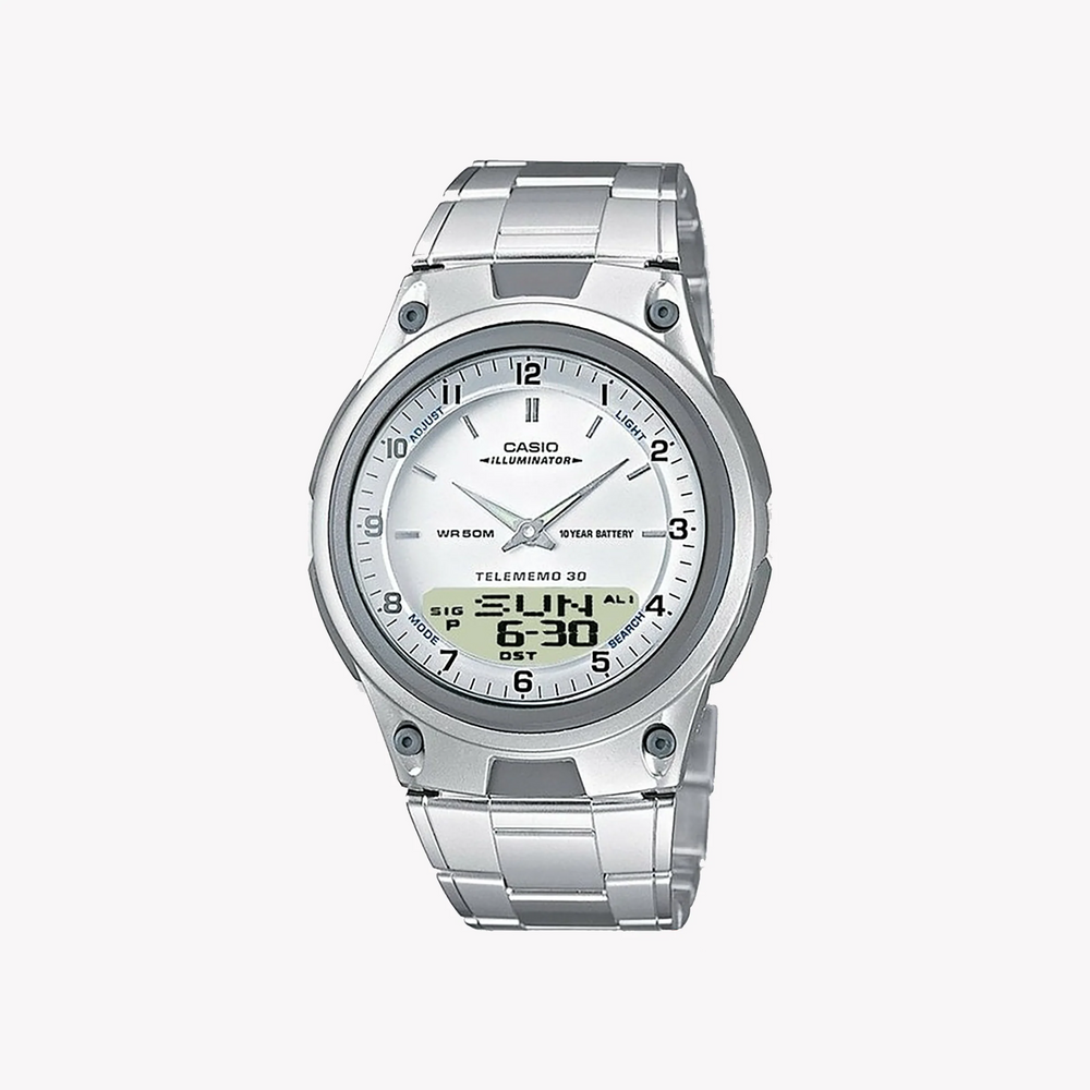 Casio Men's Stainless Steel Watch, Silver Dial | Aw-80d-7aves by i-watch