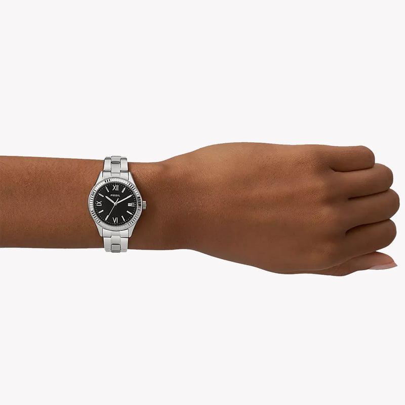 Fossil Women's Silver Stainless Steel Watch, Black Dial | Bq3637 by i-watch