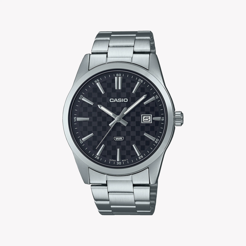 Casio Men's Stainless Steel Watch, Carbon Dial | Mtp-Vd03d-1a by i-watch