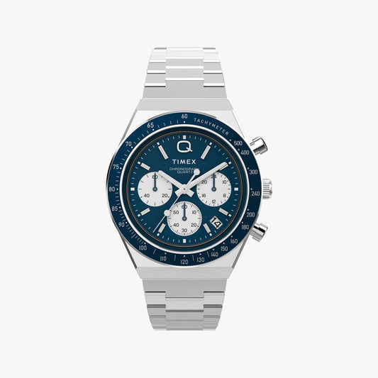 Montre pour homme Timex Q Diver inspirée du boîtier Chrono SST avec cadran bleu et bracelet TW2W51600