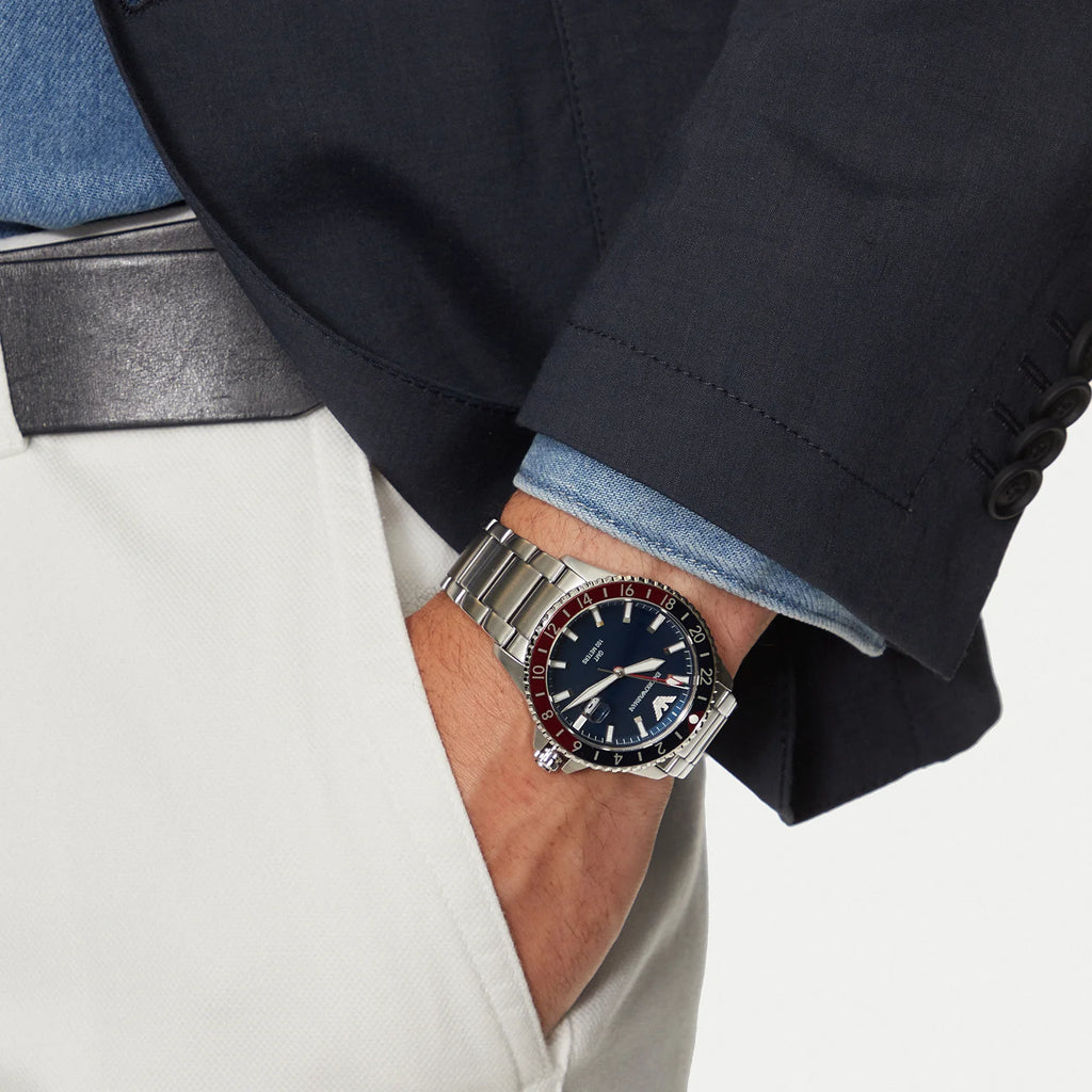 EMPORIO ARMANI AR11590 - BOLD CLASSIC MEN'S WATCH WITH BLUE DIAL & STAINLESS STEEL BRACELET-i-Watch-4