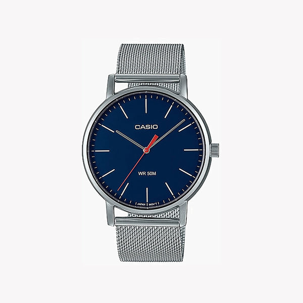 Casio Mtp-E171m-2evdf - Sporty Elegance Men's Watch With Silver Band & Blue Dial by i-watch