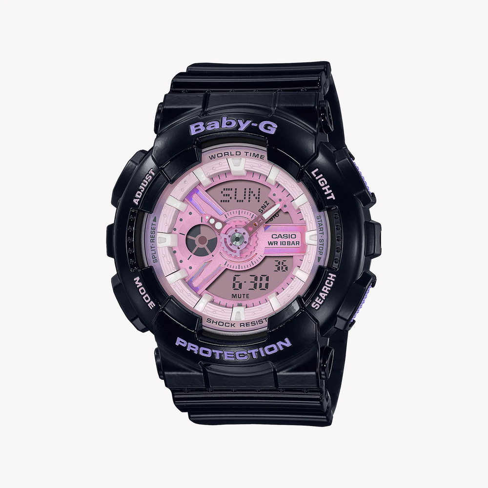 Baby-G Women's Black Resin, Pink Dial | Ba-110pl-1adr by i-watch