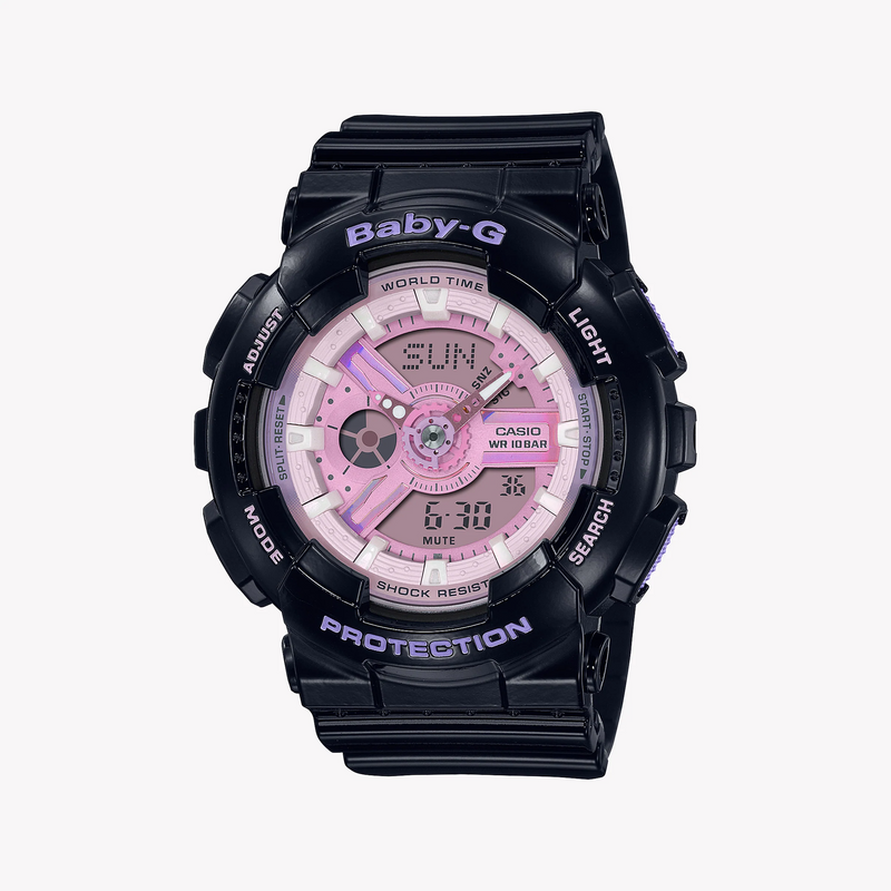 Baby-G Women's Black Resin, Pink Dial | Ba-110pl-1adr by i-watch