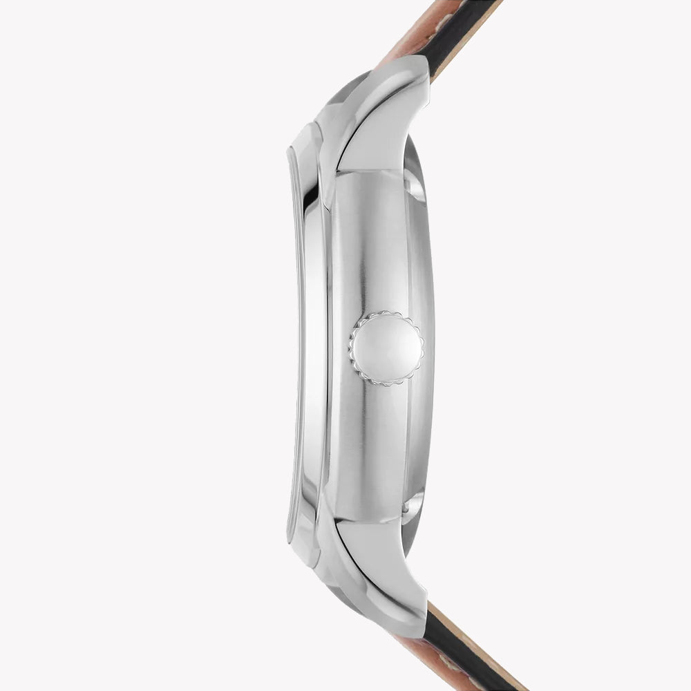 FOSSIL ME3233 TIMELESS ELEGANCE - AUTOMATIC MEN'S WATCH WITH BLACK DIAL & BROWN LEATHER STRAP-i-Watch-2