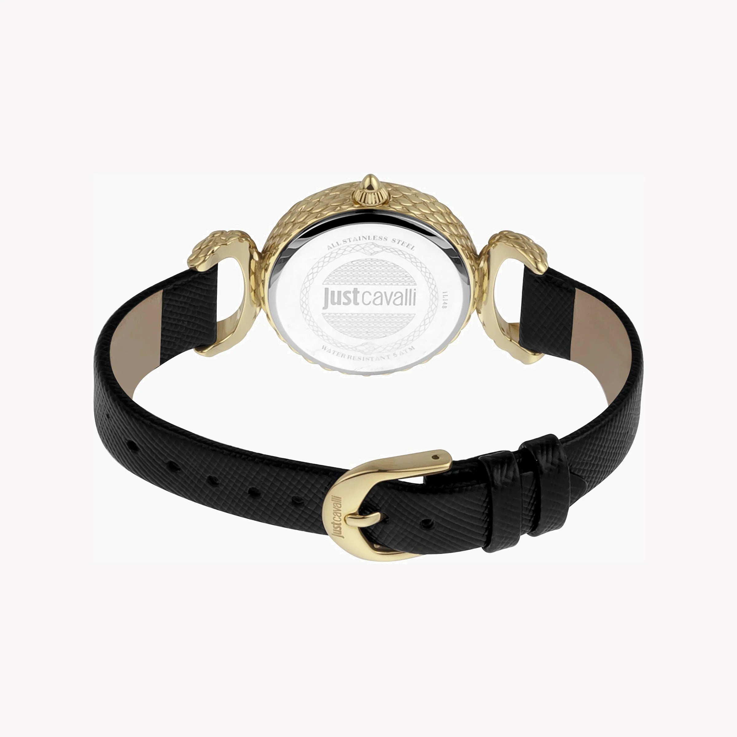 JUST CAVALLI Women's Watch with Gold Stainless Steel Case and Black Leather Band-i-Watch-3