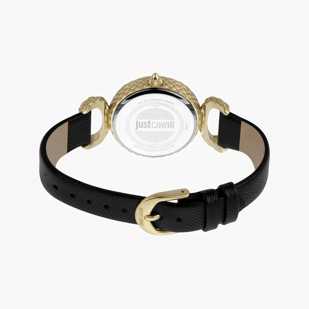JUST CAVALLI Women's Watch with Gold Stainless Steel Case and Black Leather Band-i-Watch-3