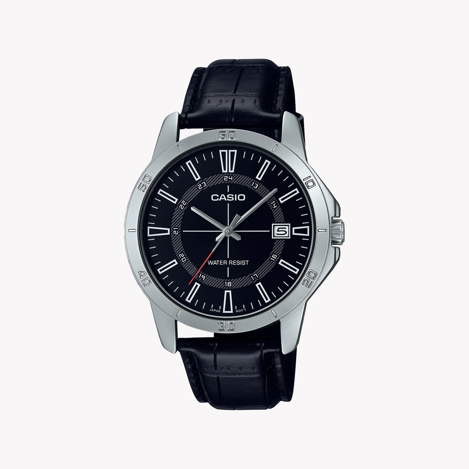 CASIO MTP-V004L-1CUDF SPORTY ELEGANCE - MEN'S ANALOG WATCH WITH LEATHER BAND & BLACK DIAL