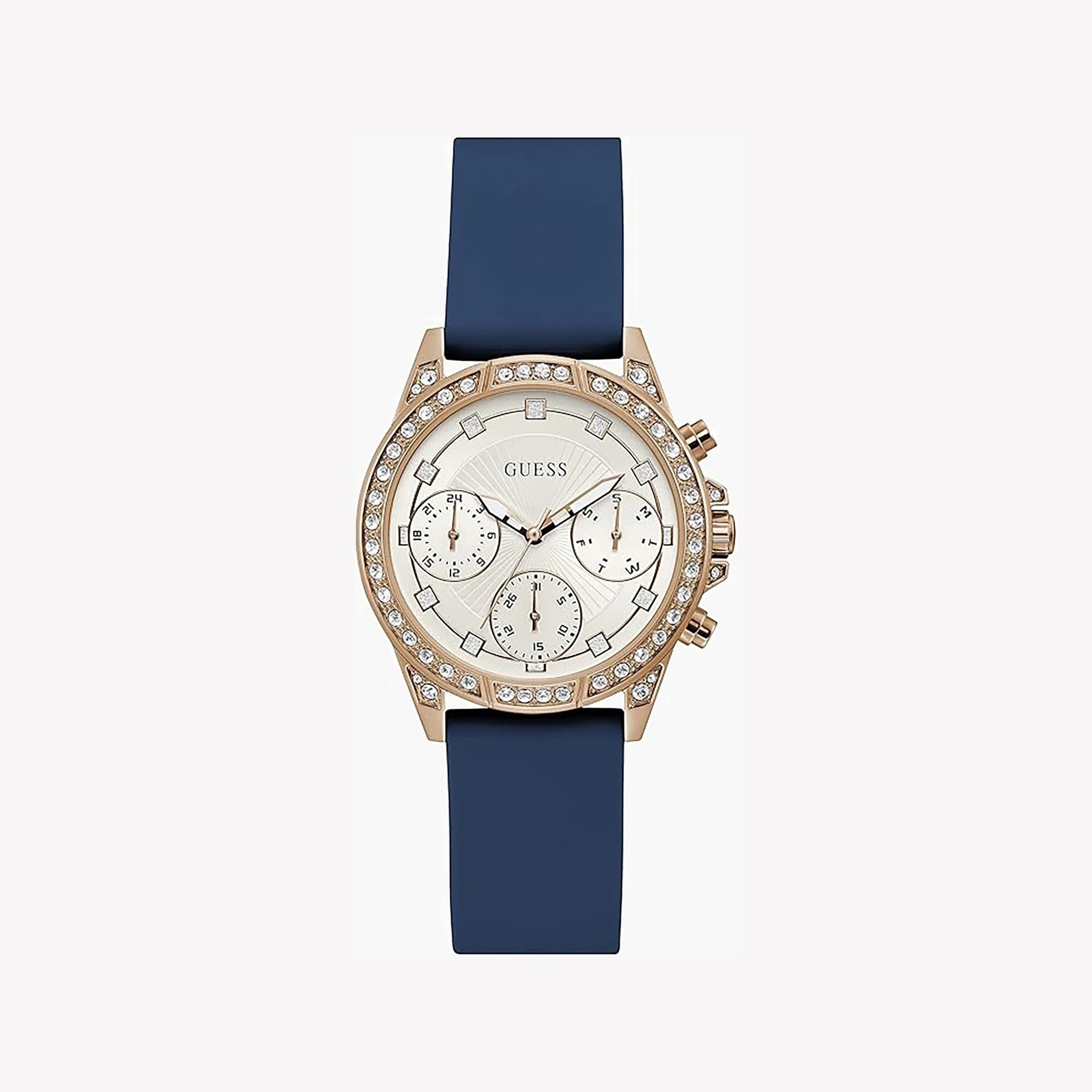Guess Women's Gold & Blue Silicone Watch, White Dial | Gw0222l2 by i-watch