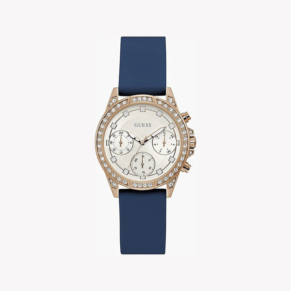 Guess Women's Gold & Blue Silicone Watch, White Dial | Gw0222l2 by i-watch