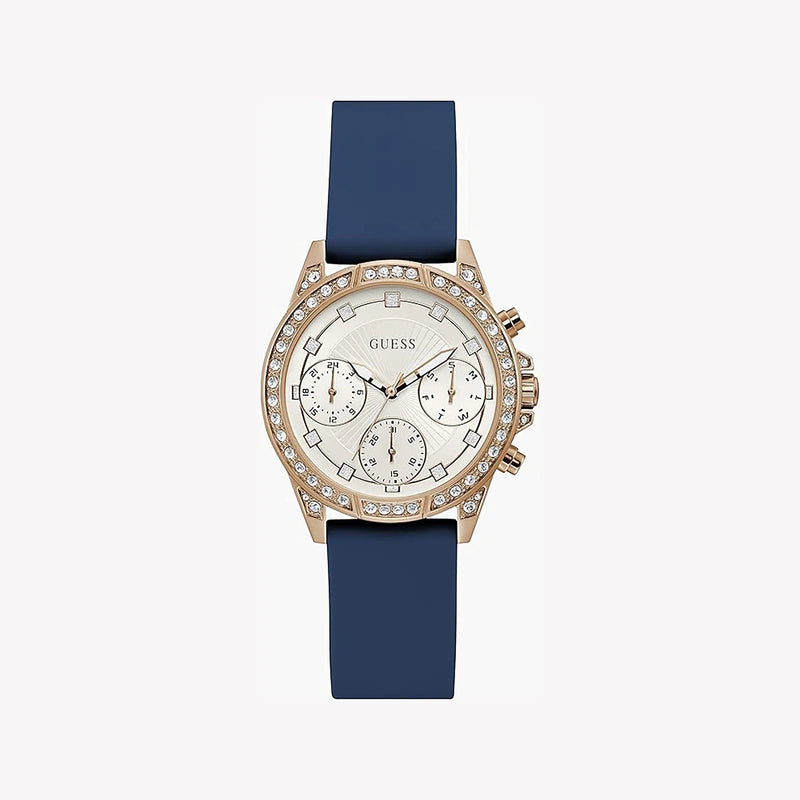 Guess Women's Gold & Blue Silicone Watch, White Dial | Gw0222l2 by i-watch