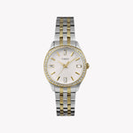 Montre Timex Cushion bicolore avec accents de cristal et cadran argenté TW2W17700 pour femme