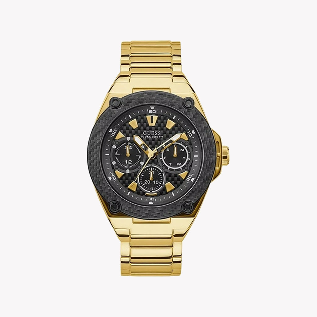 GUESS W1305G2 BOLD BLACK & GOLD MEN'S WATCH - MODERN MASCULINITY, STRIKING STYLE!