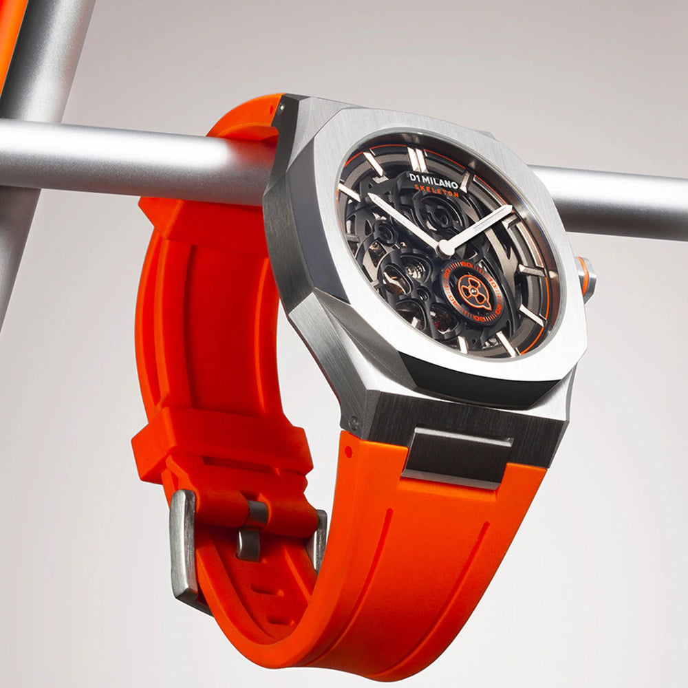 D1 MILANO Men's Grey & Orange Watch, Transparent Dial | D1-SKRJ16 by i-watch