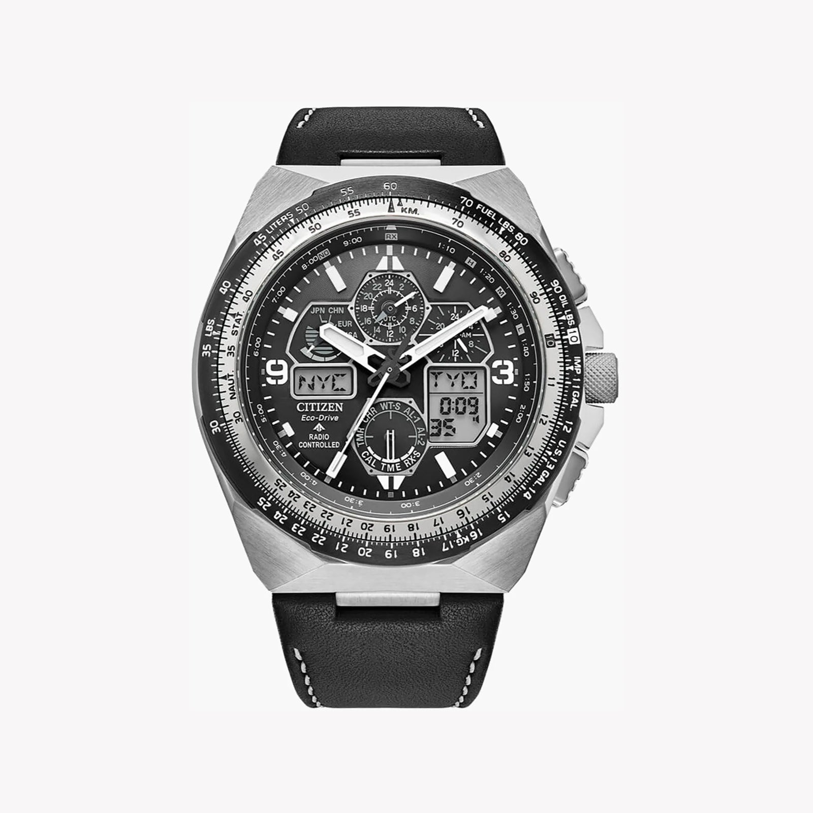 Citizen Men's Silver Stainless Steel, Black Leather | Jy8149-05e by i-watch