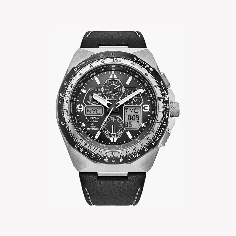 Citizen Men's Silver Stainless Steel, Black Leather | Jy8149-05e by i-watch