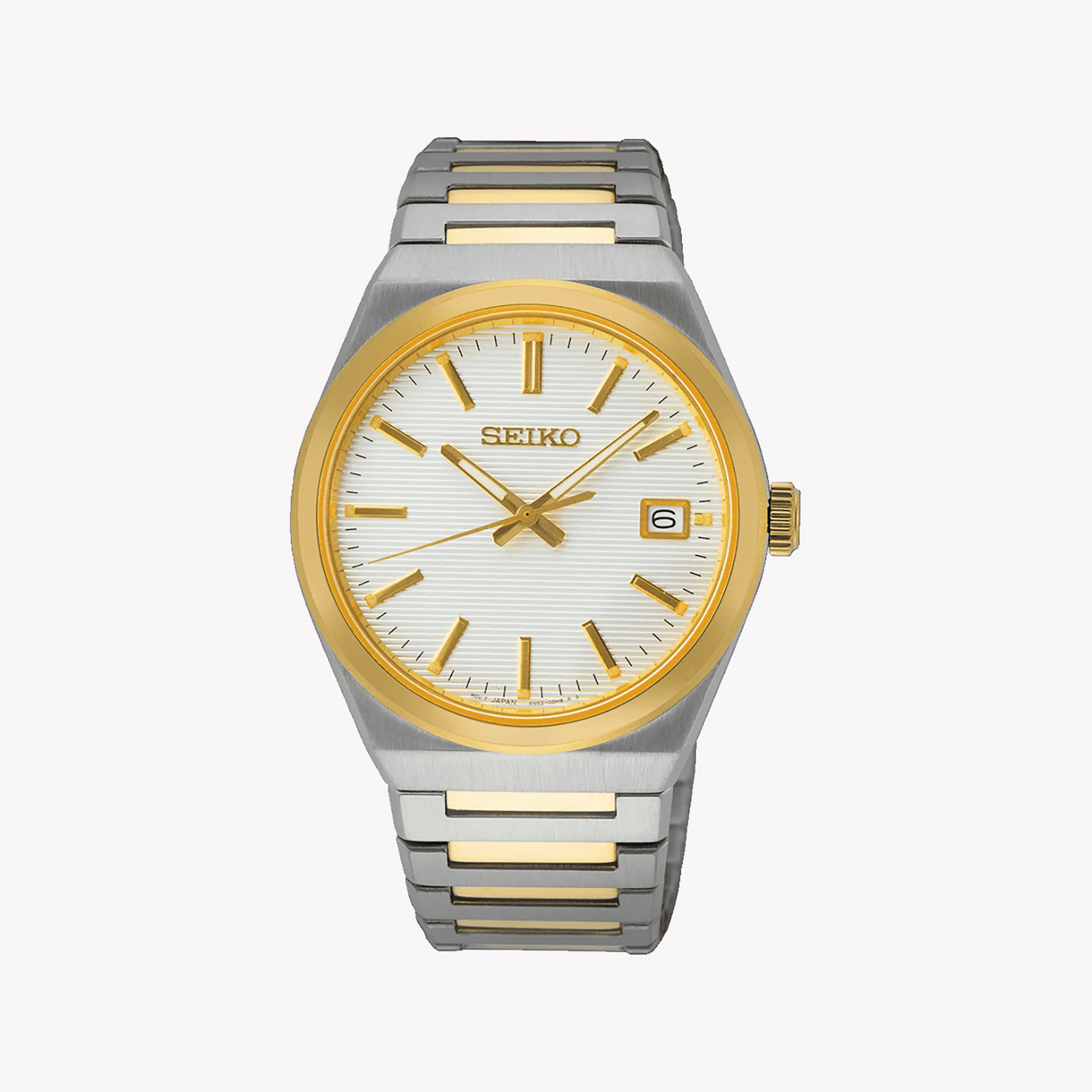 Seiko Men's Silver & Gold Watch, White Dial | Sur558p1 by i-watch