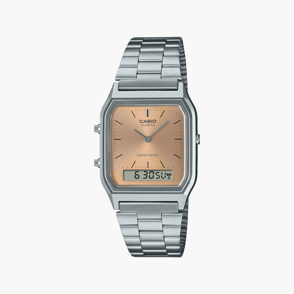 Casio Women's Pink Copper Watch, Silver & Rose Gold | Aq-230a-4amqyes