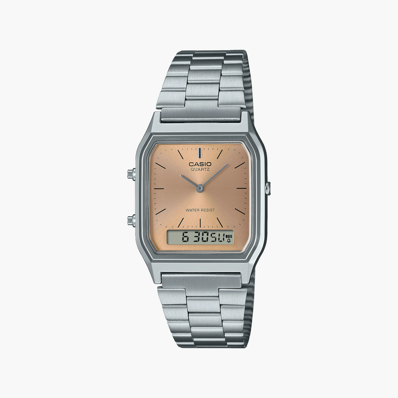 Casio Women's Pink Copper Watch, Silver & Rose Gold | Aq-230a-4amqyes by i-watch