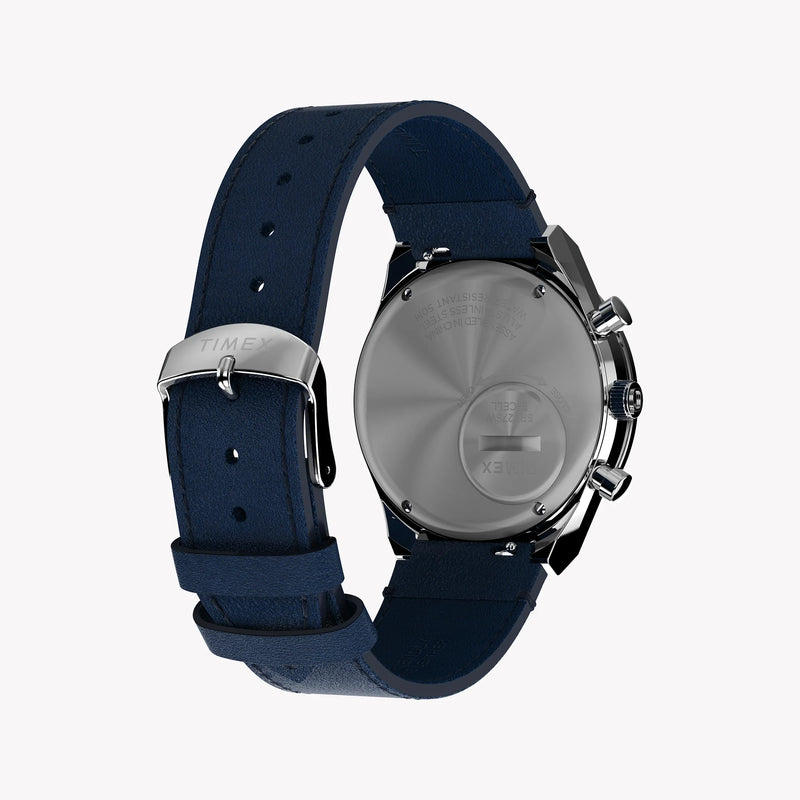 Timex Men's Blue Leather Chrono, Stainless Steel | Tw2w51700 by i-watch