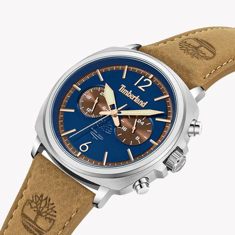 Timberland Men's Leather Watch, Silver & Blue Dial | Tdwgf0028204 by i-watch