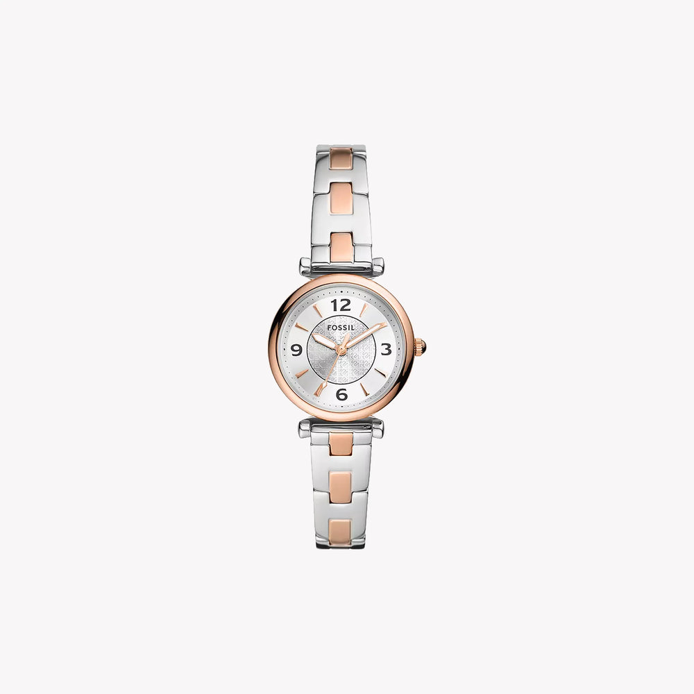 Fossil Women's Silver & Rose Gold Watch, Silver Dial | Es5201 by i-watch