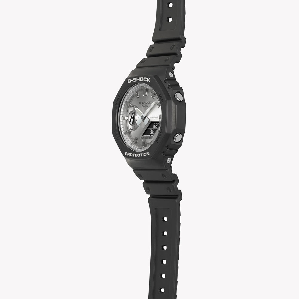 Casio G-Shock Men's Black Resin Watch, Silver Dial | Ga-2100sb-1aer by i-watch