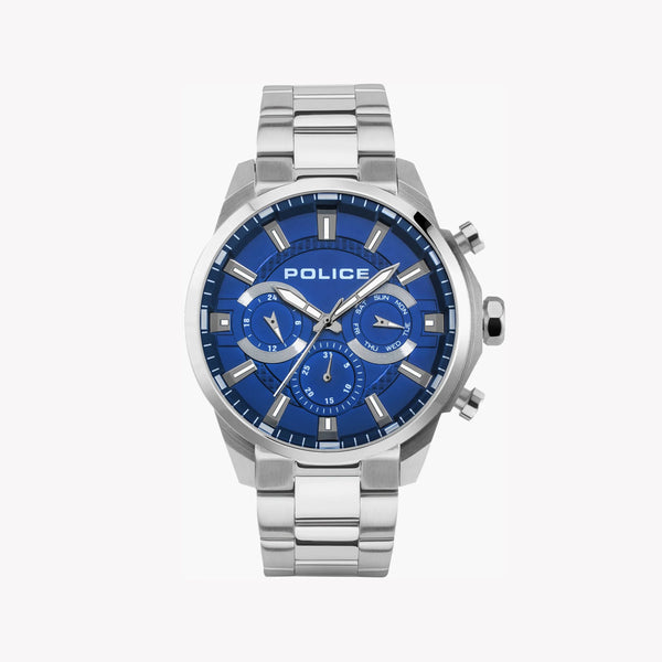 Police Men's Silver Stainless Steel Watch, Blue Dial | Pewjk2204203 by i-watch