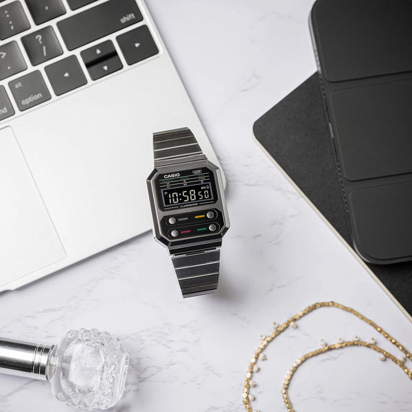 Casio A100wegg-1adf - Adventure-Ready Sporty Digital Watch With Stylish Gray Design by i-watch
