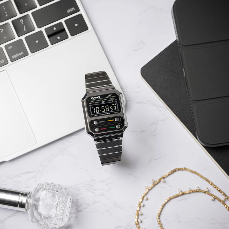 Casio A100wegg-1adf - Adventure-Ready Sporty Digital Watch With Stylish Gray Design by i-watch