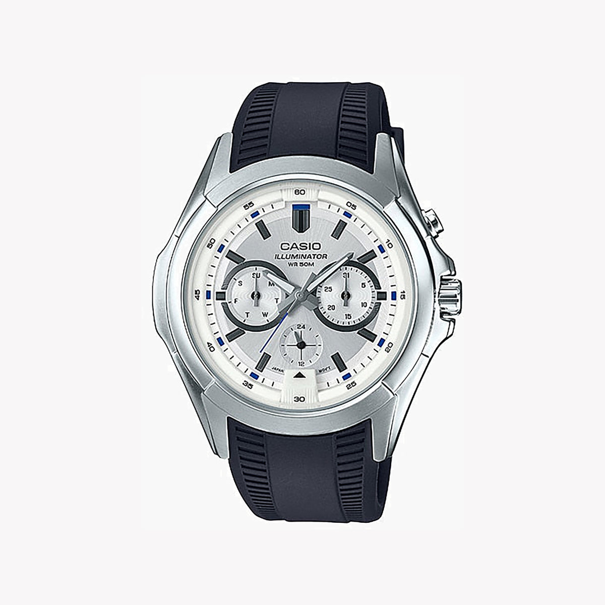 CASIO MTP-E204-7AVDF - SPORTY ELEGANCE FOR THE MODERN MAN - STAINLESS STEEL & WHITE DIAL