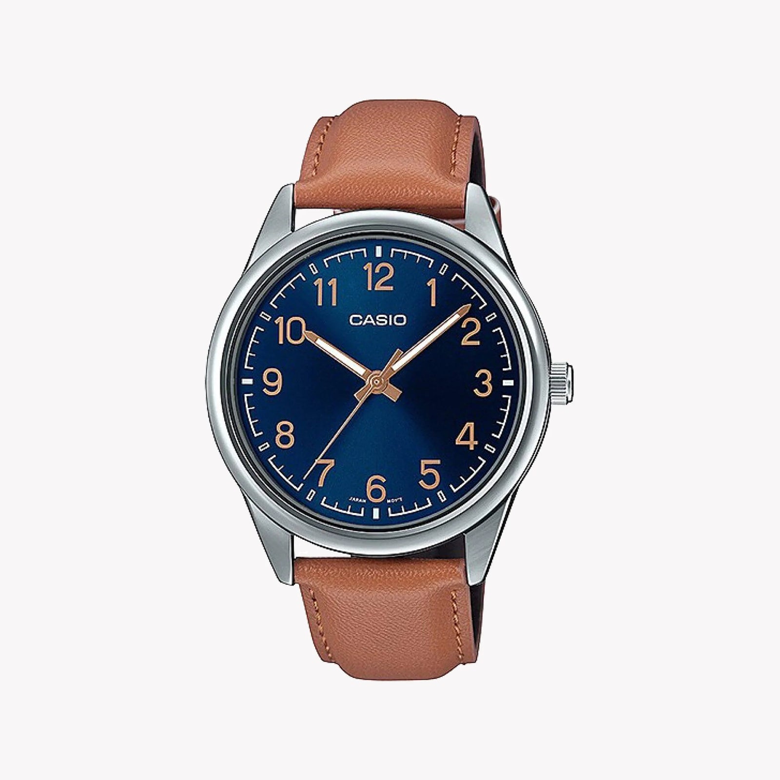 MTP-V005L-2B4UDF - MODERN GENTLEMAN'S TIMEPIECE - ELEGANT STAINLESS STEEL & LEATHER WATCH