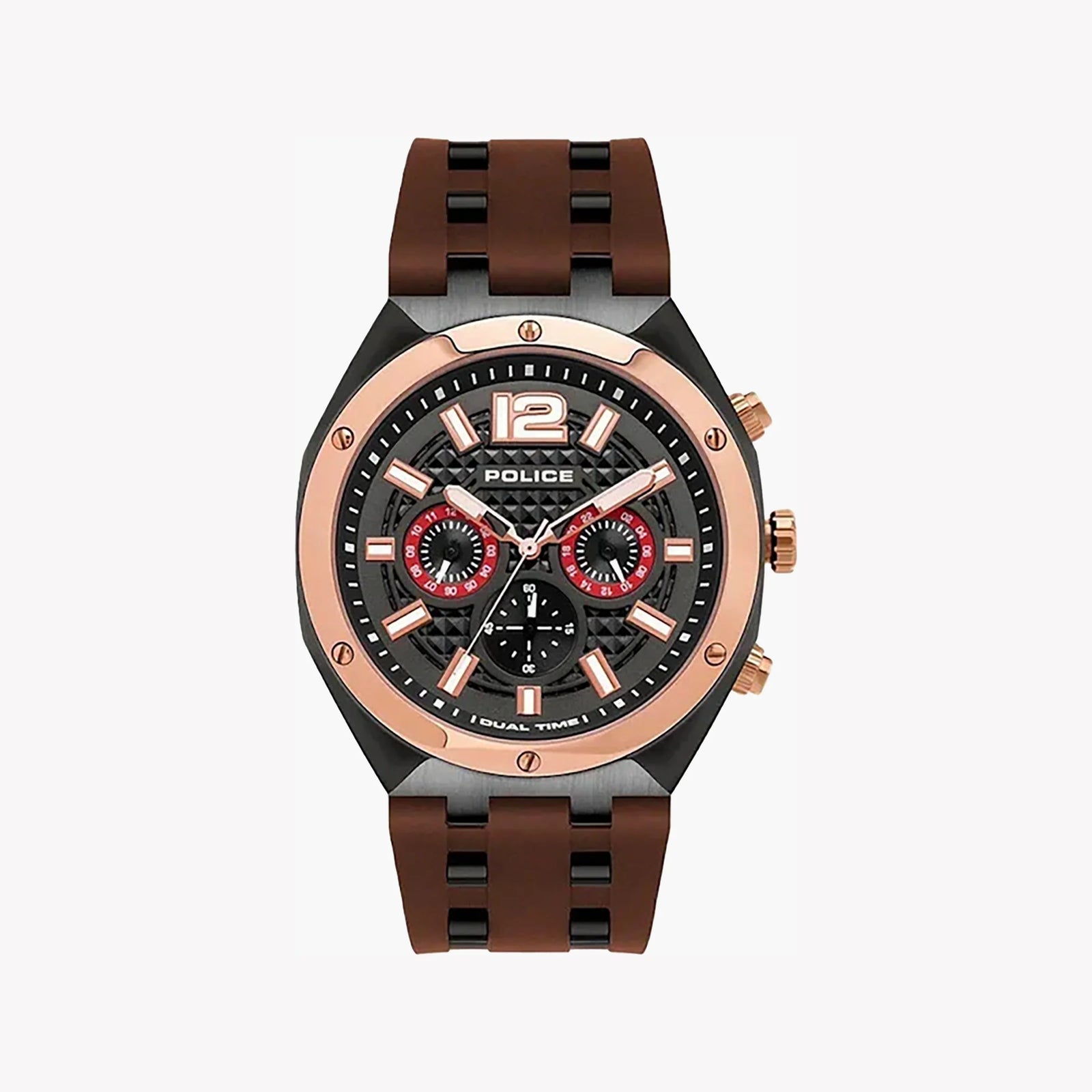 Police Men's Gold Stainless Steel Watch, White Silicone Band | P15995jsbr61p by i-watch