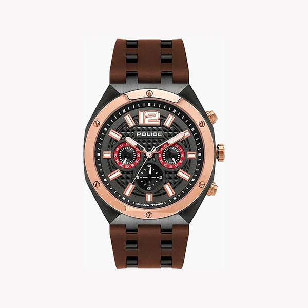 Police Men's Gold Stainless Steel Watch, White Silicone Band | P15995jsbr61p by i-watch