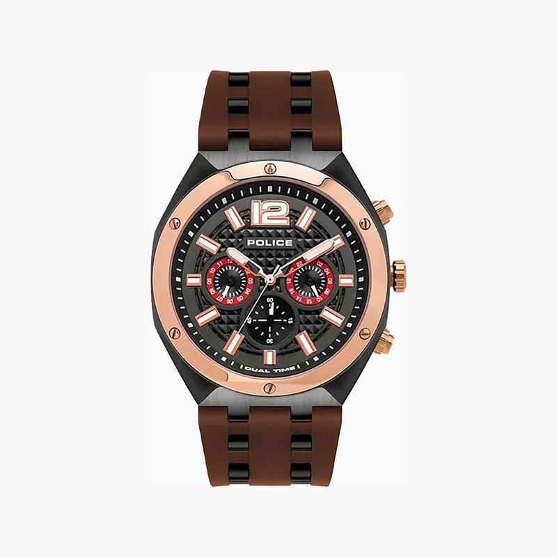 Police Men's Gold Stainless Steel Watch, White Silicone Band | P15995jsbr61p by i-watch