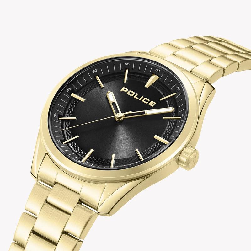 Police Men's Gold Stainless Steel Watch, Black Dial | Pewjg0018202 by i-watch