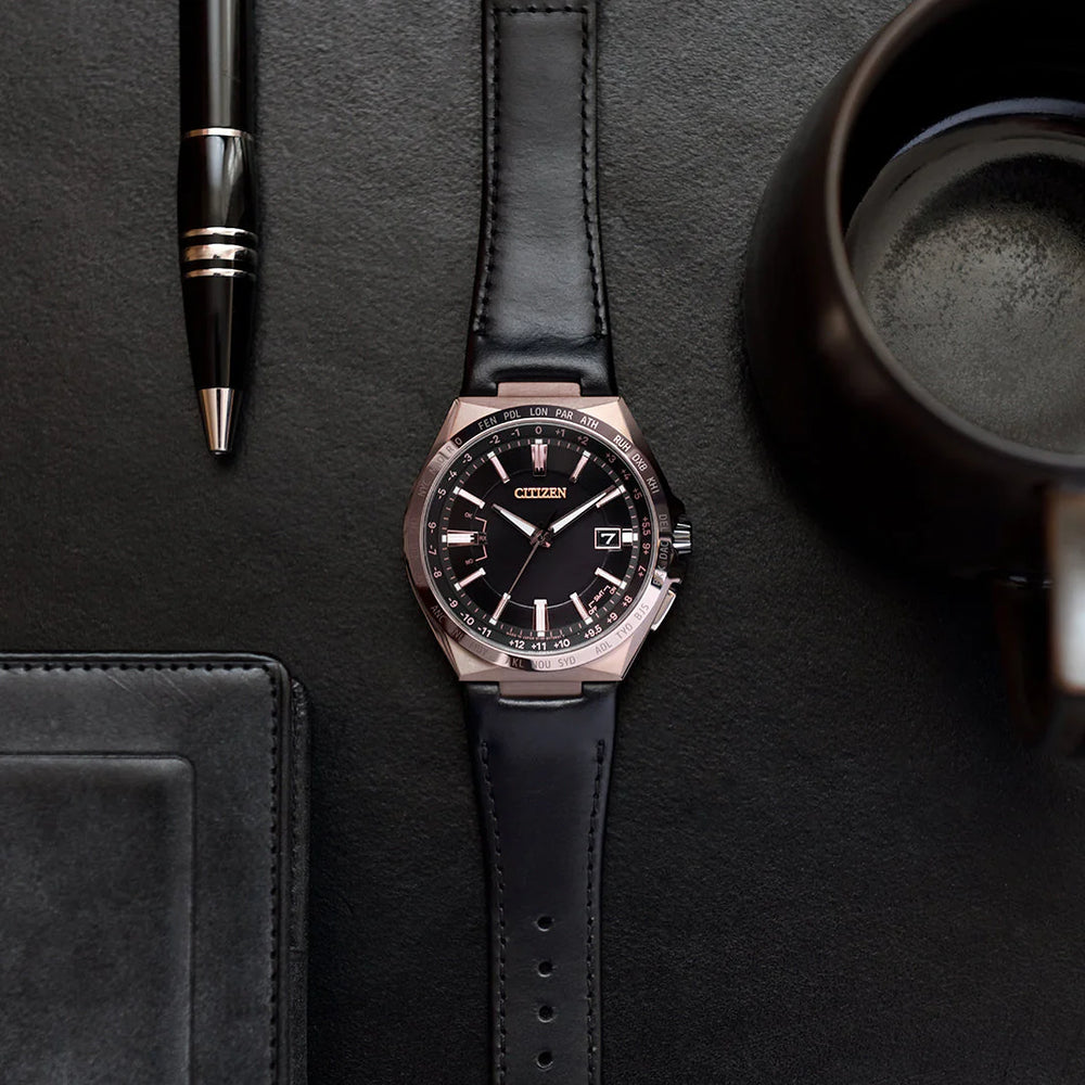 Citizen Eco-Drive Cb0217-04e - Modern Men's Timepiece: Rose Gold & Black Calf Leather by i-watch
