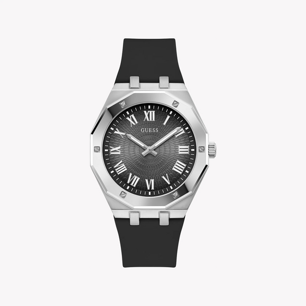 Guess Men's Silver Stainless Steel Watch, Black Dial | Gw0663g1 by i-watch