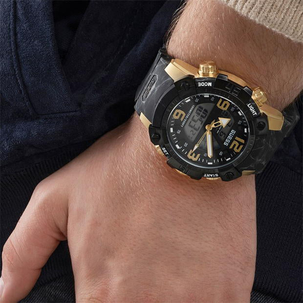 GUESS GW0421G2 BOLD GOLD - MODERN MEN'S TIMEPIECE WITH BLACK DIAL & RUBBER BAND-i-Watch-4