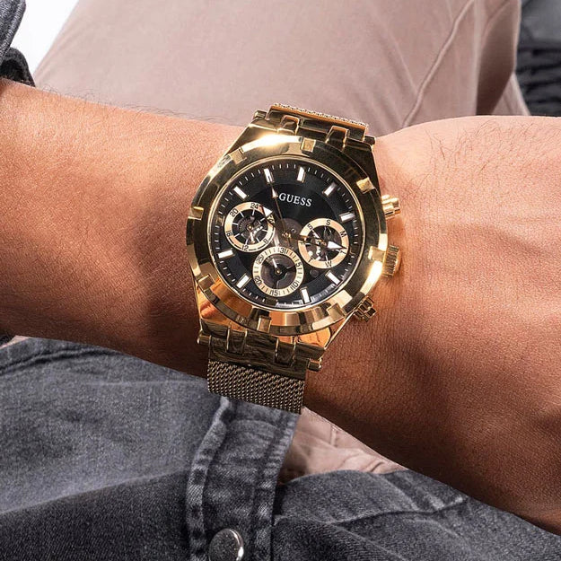 GUESS GW0582G2 GOLD STATEMENT - LUXURY MEN'S WATCH with Black Dial & Stainless Steel Band-i-Watch-4