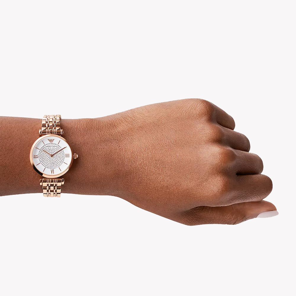EMPORIO ARMANI AR11244 ROSE GOLD ELEGANCE - WOMEN'S TIMEPIECE WITH WHITE DIAL AND STAINLESS STEEL BAND-i-Watch-4