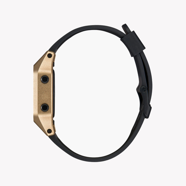 Nixon Unisex Black Stainless Steel, Gold Silicone | A1282-010 by i-watch