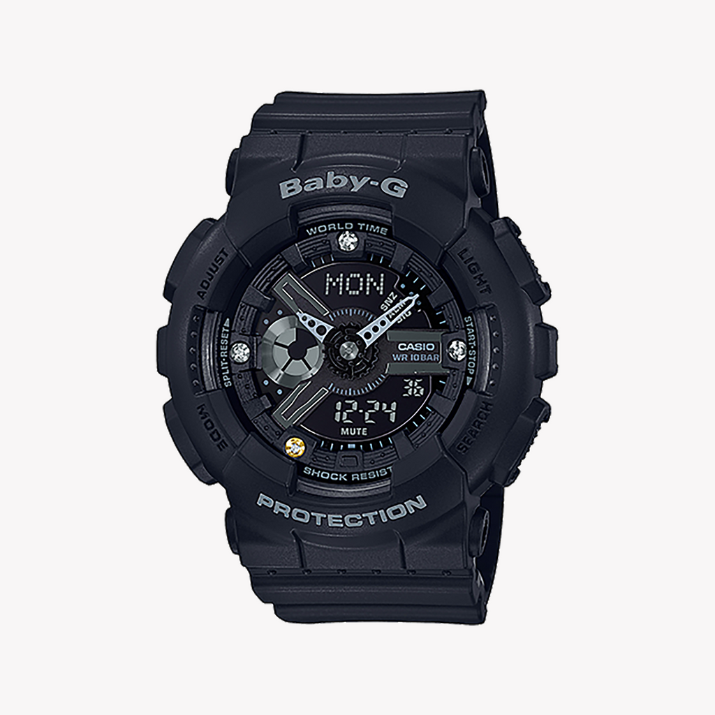BA-135DD-1ADR BABY-G - STYLISHLY TOUGH SPORTY WOMEN'S WATCH with BLACK RESIN BAND & DIGITAL DIAL