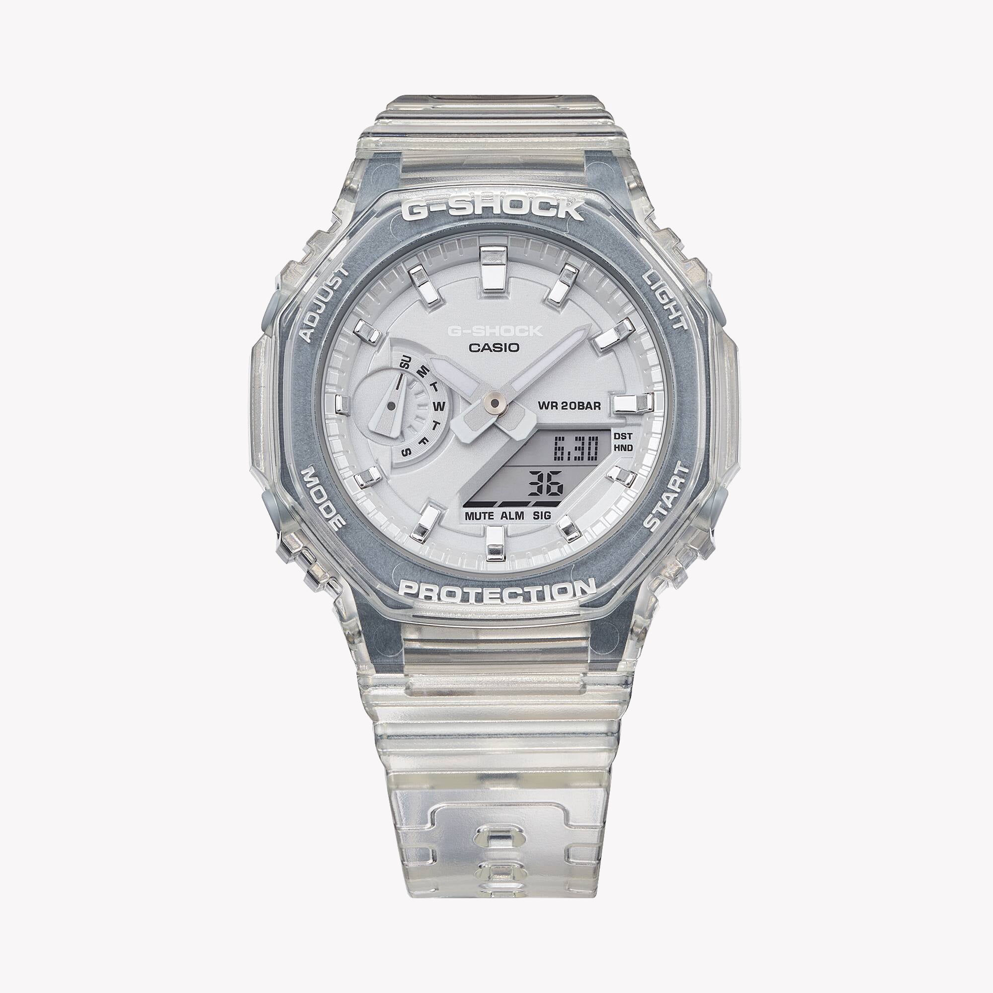 CASIO G-SHOCK GMA-S2100SK-7ADR - ADVENTURE AWAITS! Unisex Watch with Silver Resin Case & White Band