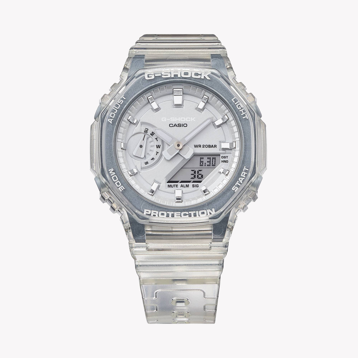 CASIO G-SHOCK GMA-S2100SK-7ADR - ADVENTURE AWAITS! Unisex Watch with Silver Resin Case & White Band